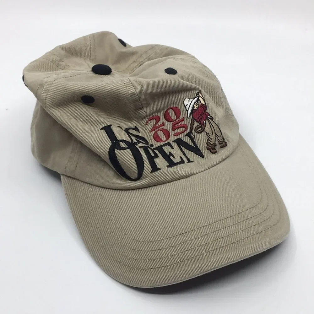 Vintage 2005 US Open Pinehurst No.2 Golf Tan Cotton Embroidered Baseball Cap